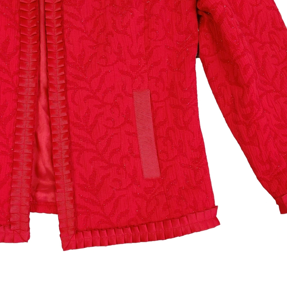 Coldwater Creek Red Decorative Ruffle Accent Jackt - Picture 7 of 11